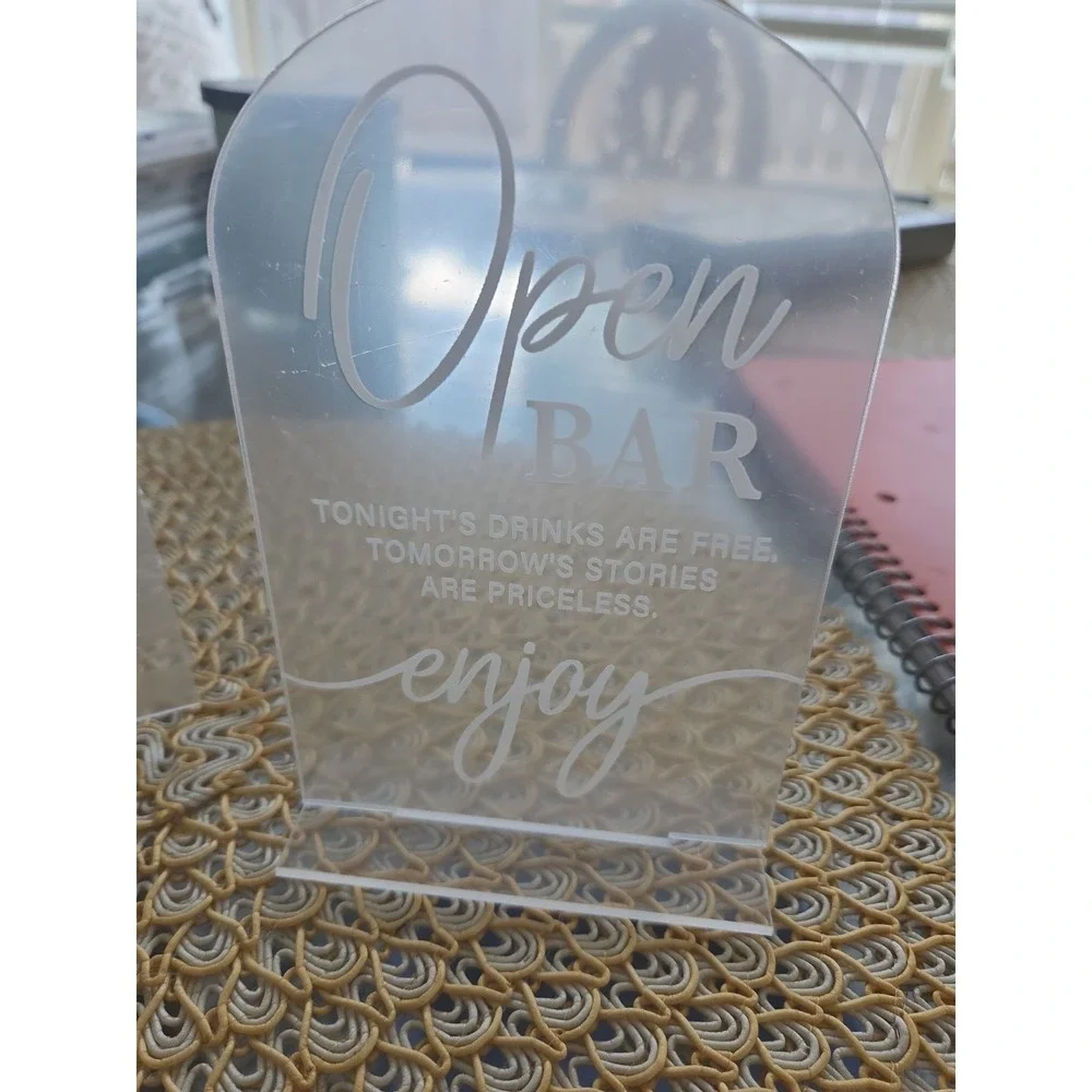 Set Of 2, Sign Bubbles of good wishes for  with stand And open Bar - NEW